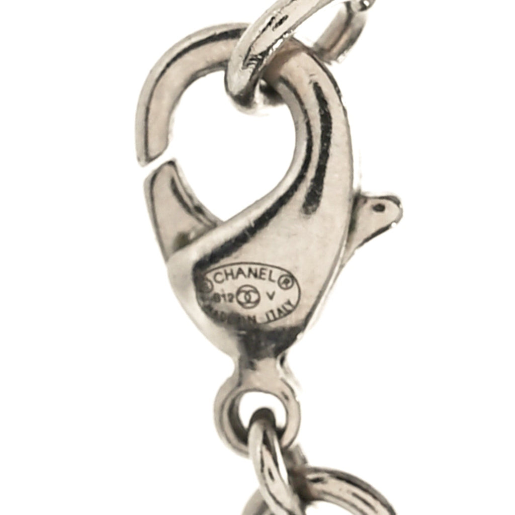 Chanel Crystal Timeless CC Necklace Silver