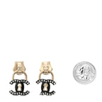Chanel Metal Resin Crystal Pearl CC Lock Drop Earrings Gold Black