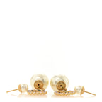 Christian Dior Pearl Crystal Heart Tribal Earrings Gold Multicolor