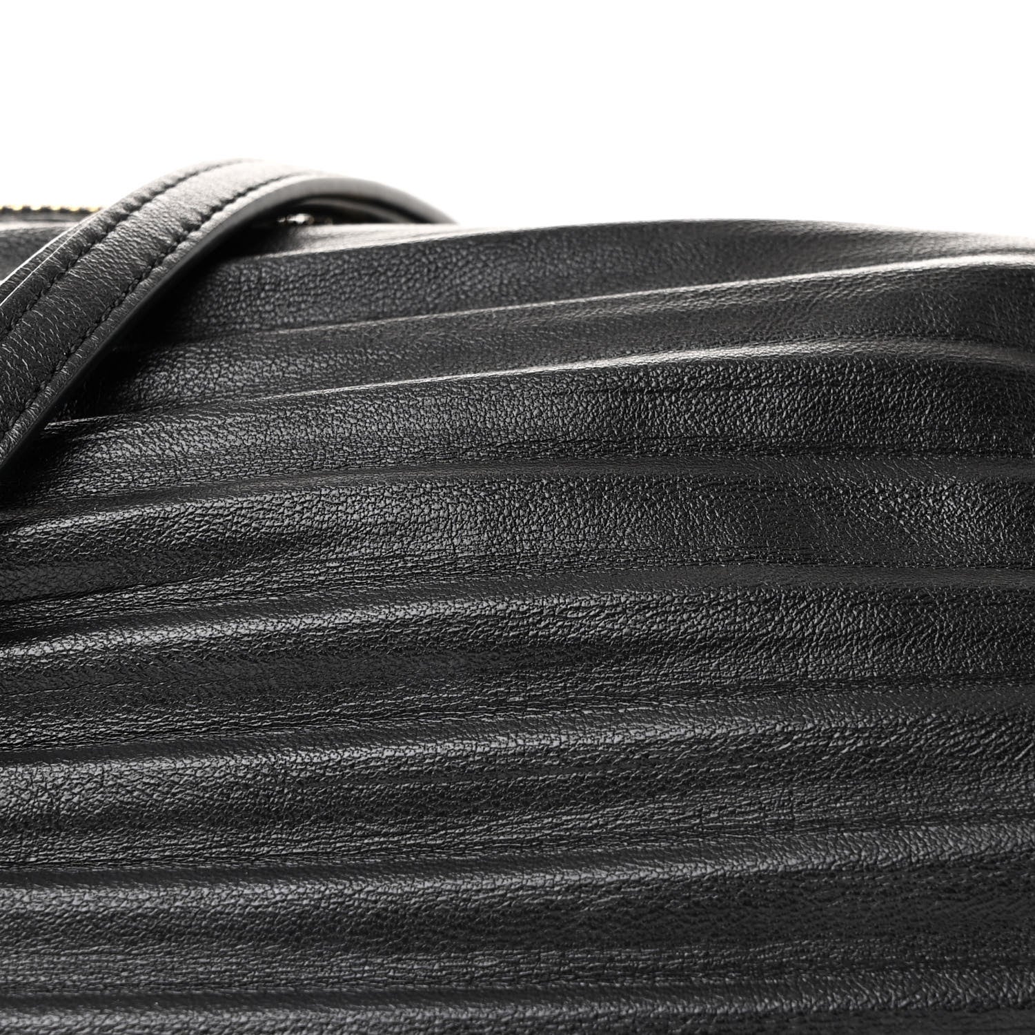 Loewe Lambskin Pleated Bracelet Pouch Shoulder Bag Black