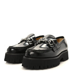 Gucci Cordovan Lux Womens Horsebit 45mm Platform Loafers 36 Black