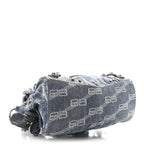 Balenciaga Denim BB Monogram Neo Cagole Handbag XS Blue