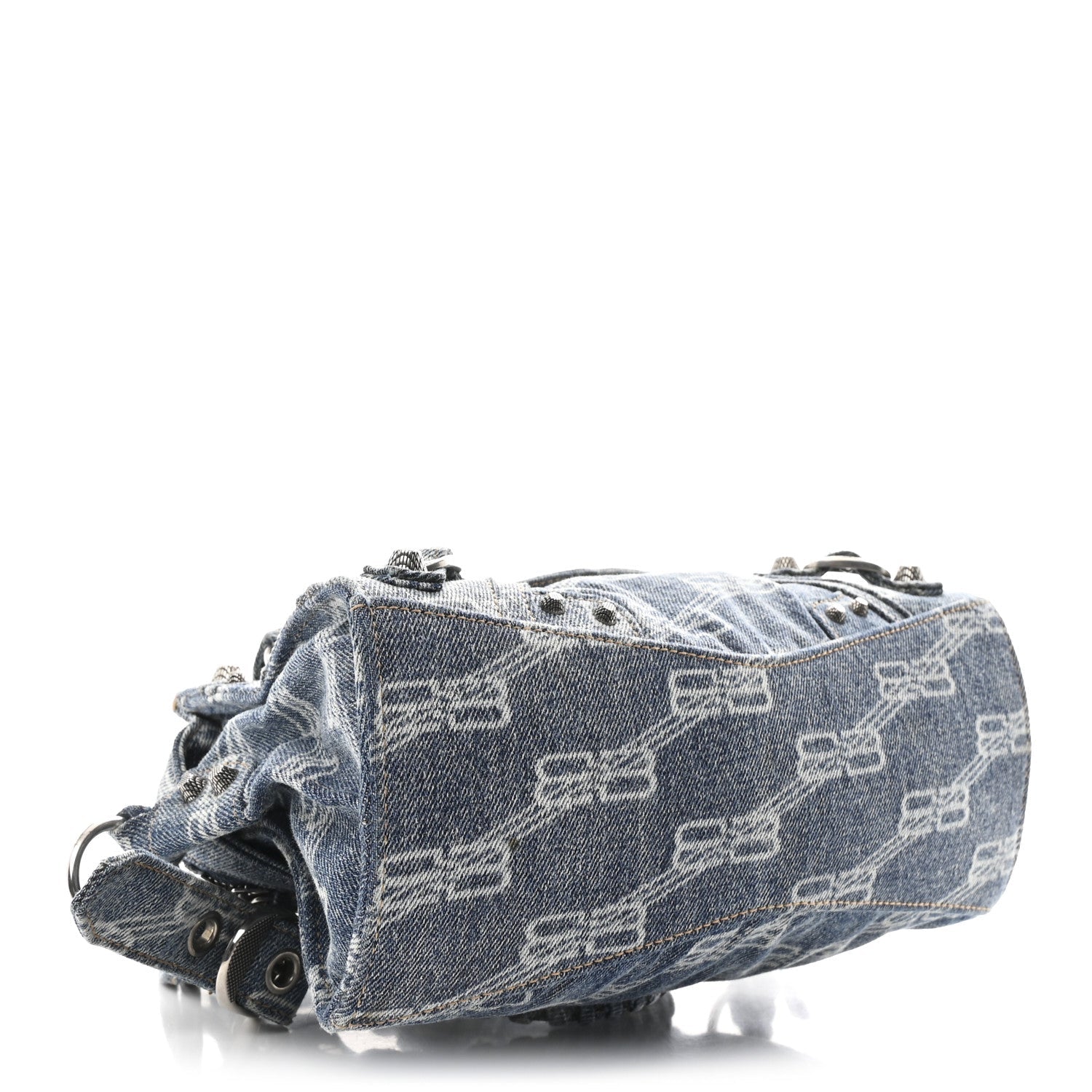 Balenciaga Denim BB Monogram Neo Cagole Handbag XS Blue