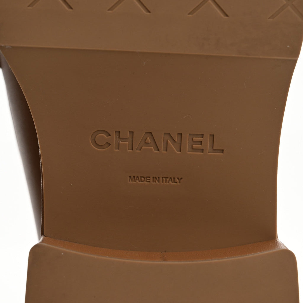 Chanel Calfskin CC Platform Loafers 38 Beige