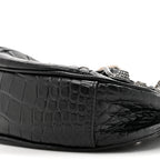Balenciaga Extra Supple Calfskin Crystal Crocodile Embossed Le Cagole Shoulder Bag XS Black