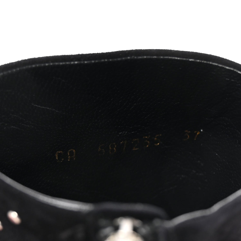 Saint Laurent Suede Studded Kiki 85 Zip Boot 37 Black