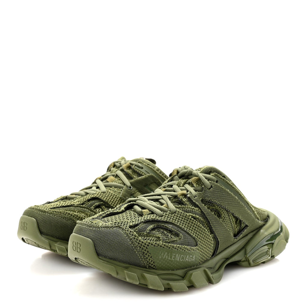 Balenciaga Mesh Rubber Mens Track Mules 41 Kaki