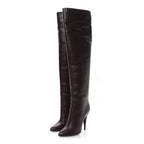 Saint Laurent Calfskin Kiki 110mm Over The Knee Boots 36.5 Dark Violet