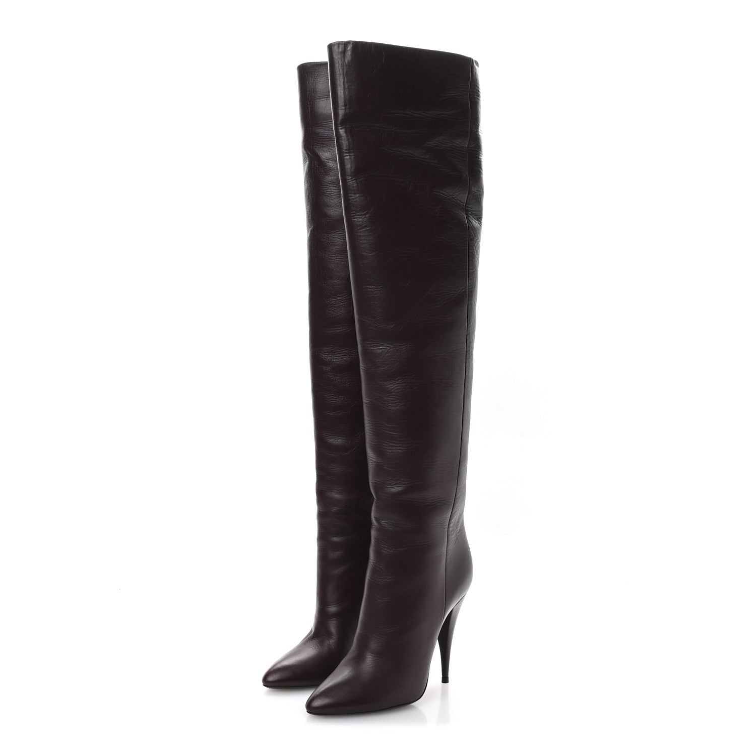 Saint Laurent Calfskin Kiki 110mm Over The Knee Boots 36.5 Dark Violet