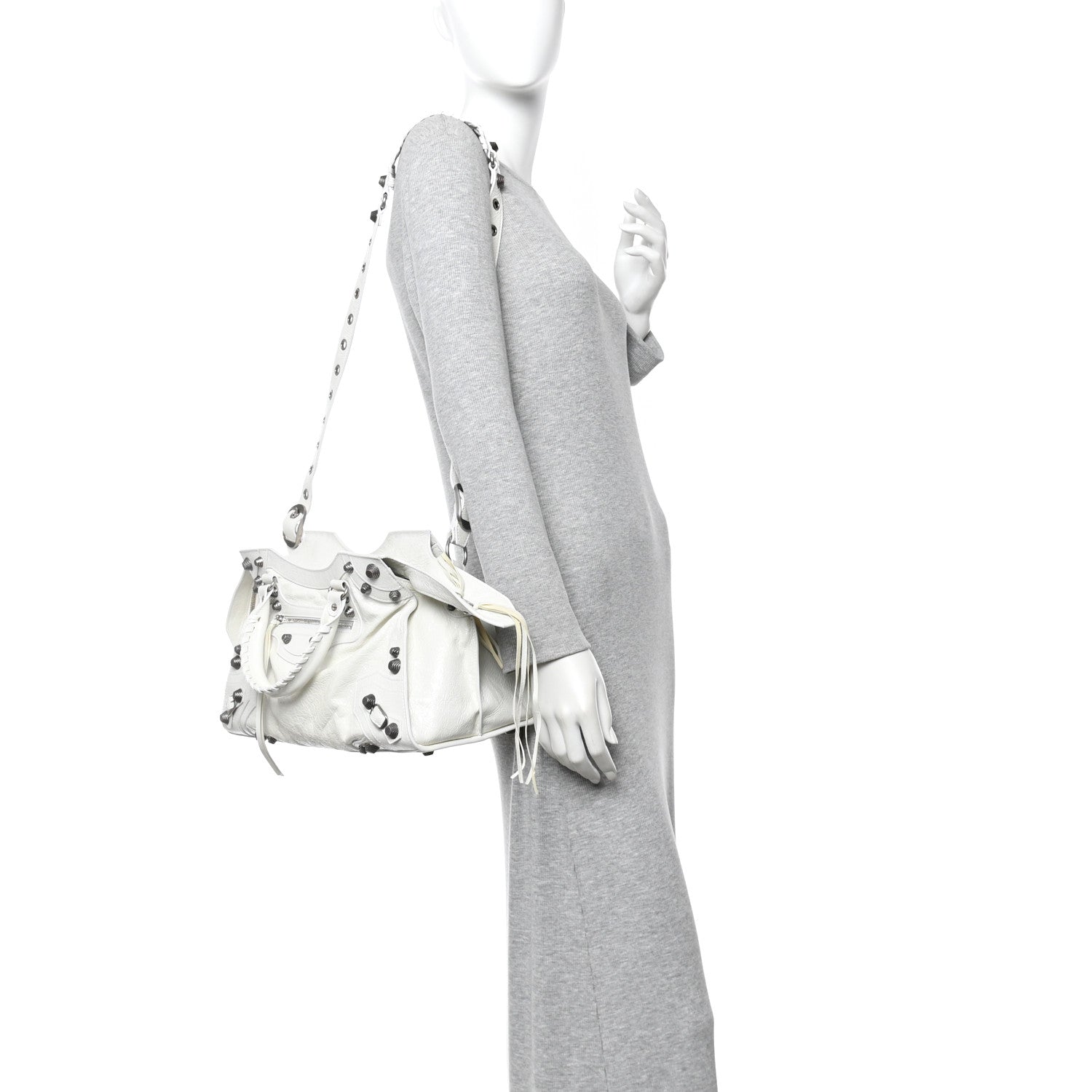 Balenciaga Agneau Arena Neo Cagole City Handbag Optic White