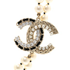 Chanel Pearl Crystal Lambskin CC Long Necklace Gold Black