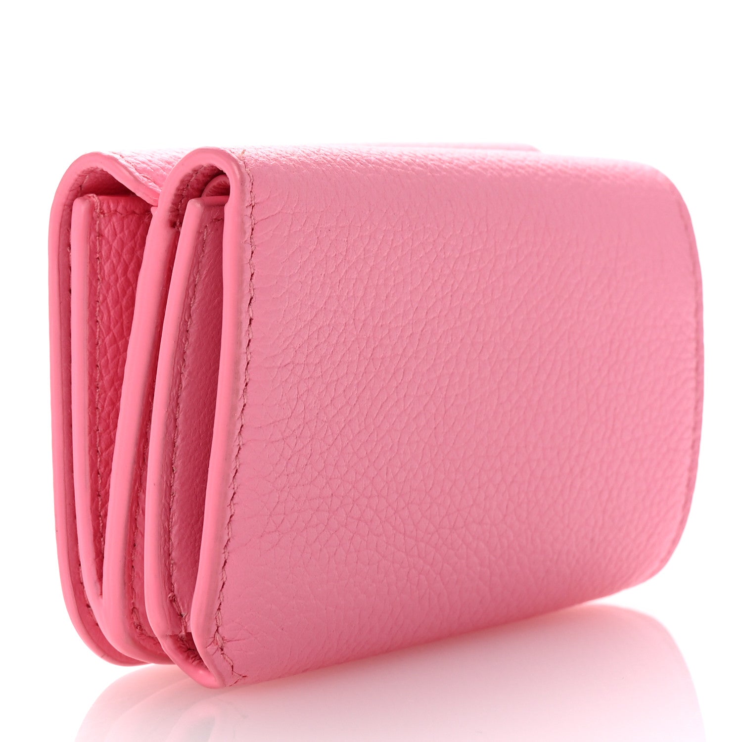 Balenciaga Calfskin Logo Everyday Mini Wallet Pink