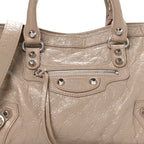 Balenciaga Agneau Arena Storico Silver Hardware Small Le City Beige