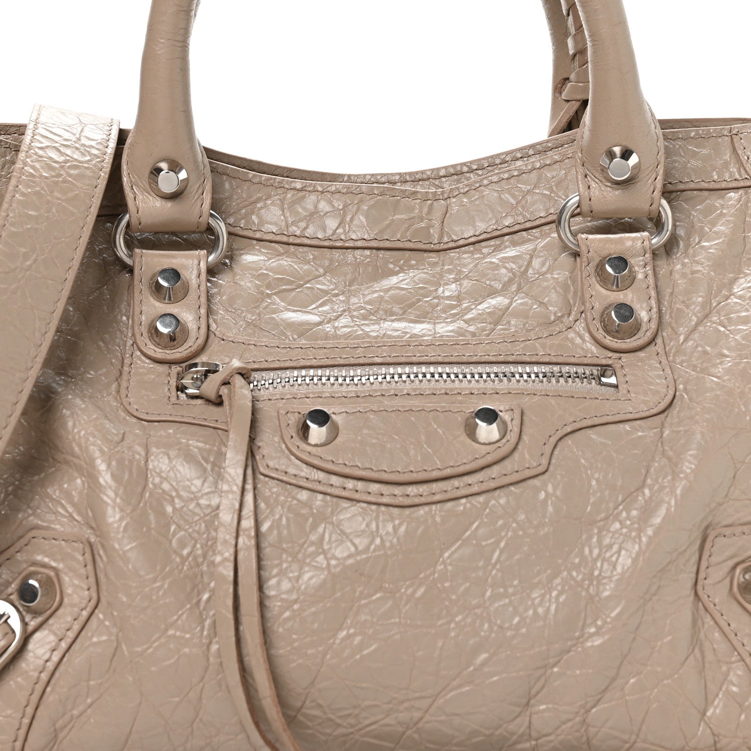 Balenciaga Agneau Arena Storico Silver Hardware Small Le City Beige