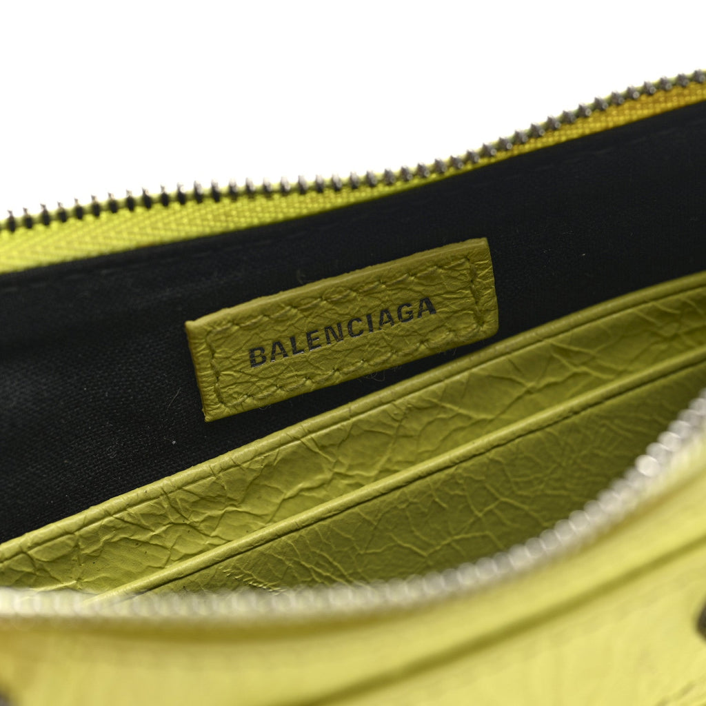 Balenciaga Agneau Arena Le Cagole Mini Purse With Chain Lime
