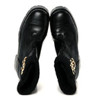 Chanel Calfskin Knit CC Short Boots 38 Black