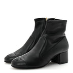 Chanel Stretch Lambskin Cap Toe CC Short Boots 35 Black