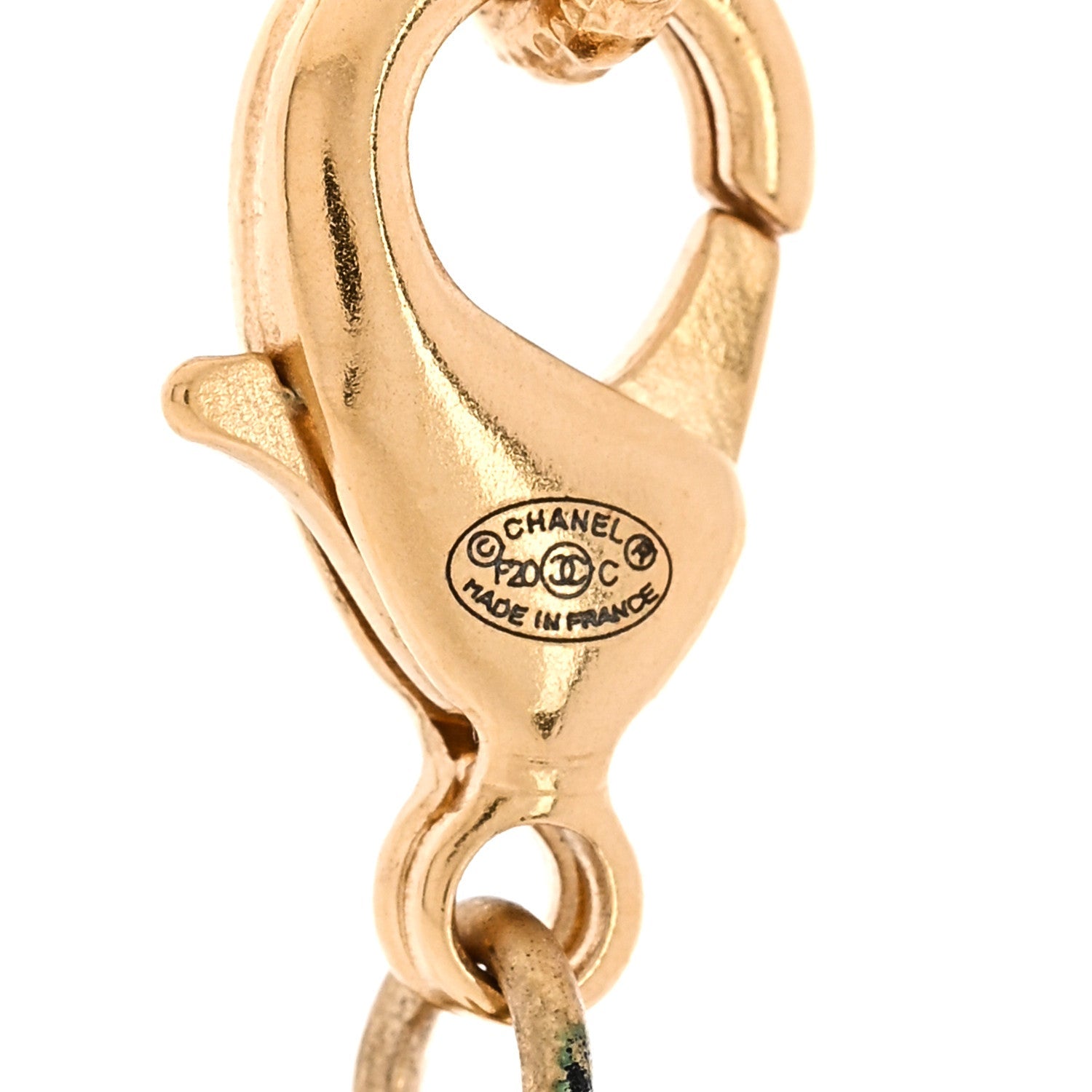 Chanel ID Dog Tag Charm Necklace Gold