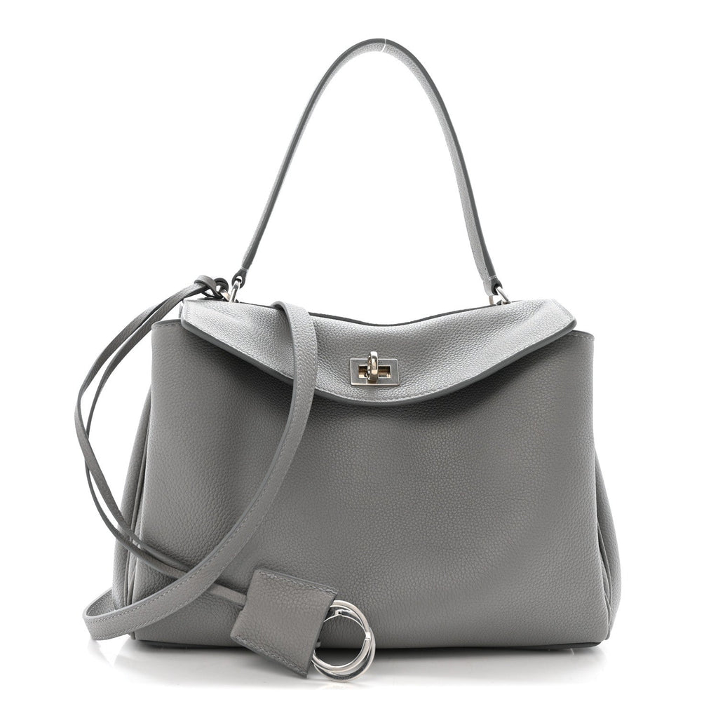 Balenciaga Grained Calfskin Small Rodeo Top Handle Handbag Grey