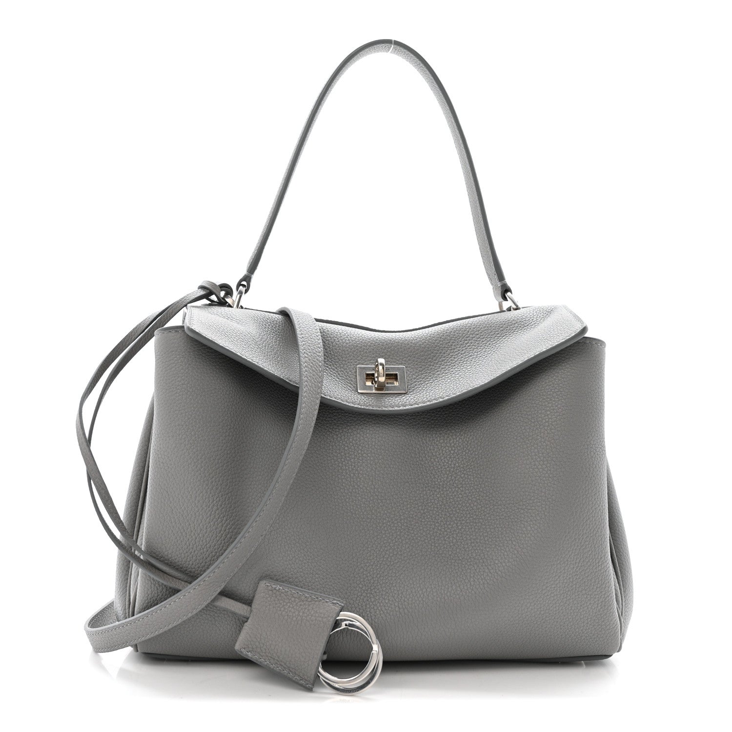 Balenciaga Grained Calfskin Small Rodeo Top Handle Handbag Grey