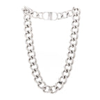 Christian Dior Metal CD Icon Chain Link Necklace Silver