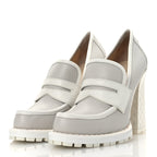Bottega Veneta Calfskin Loafer Pumps 39.5 Mist Bianco