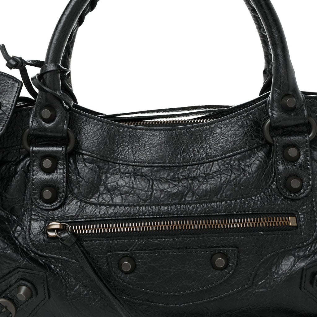 Balenciaga Agneau Arena Classic Hardware Le City First Bag Black