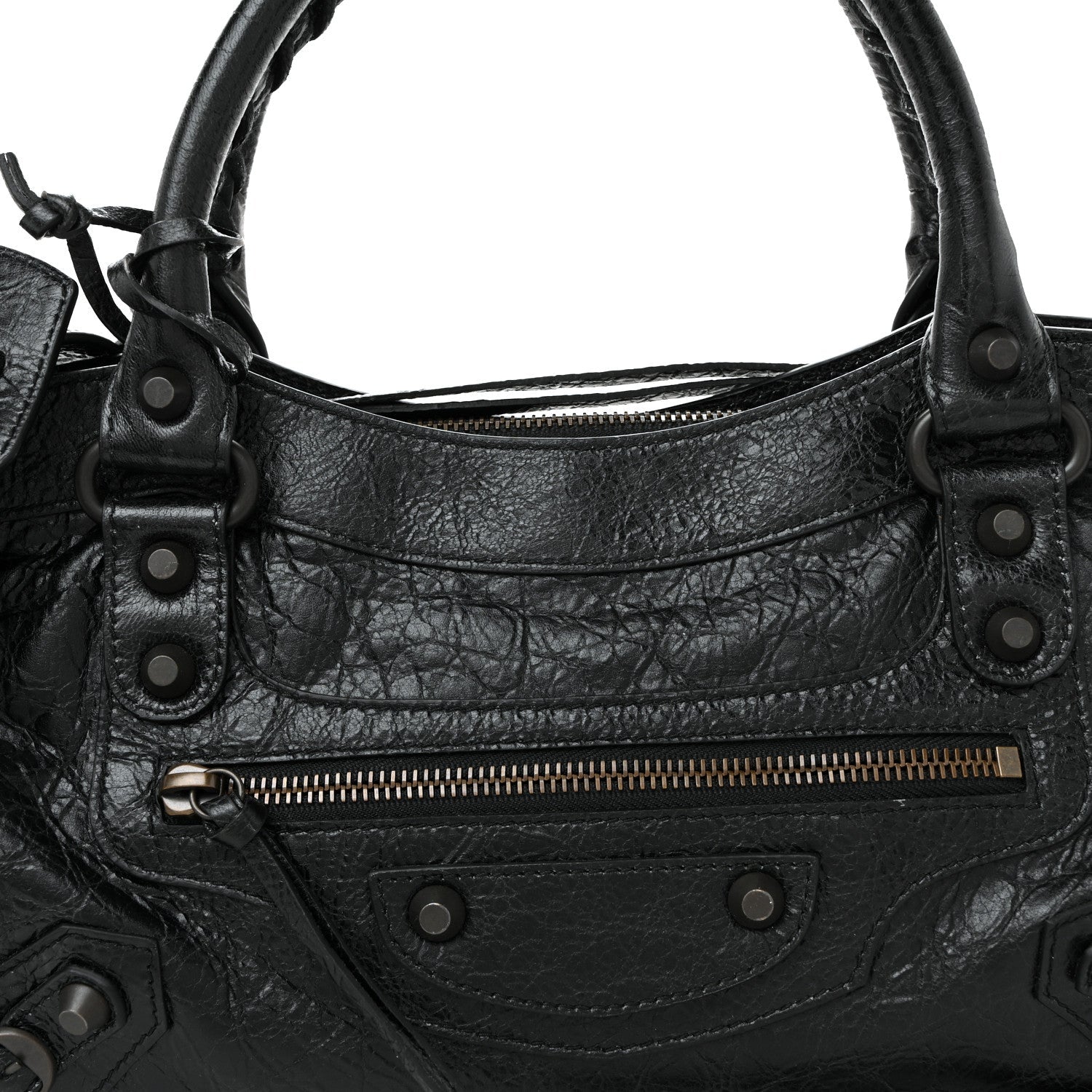 Balenciaga Agneau Arena Classic Hardware Le City First Bag Black