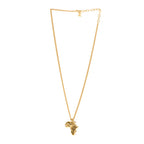 Chanel Metal Pearl Crystal CC Dakar Pendant Necklace Gold White