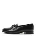 Prada Brushed Calfskin Metal Triangle Logo 20mm Loafers 36.5 Black