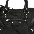 Balenciaga Agneau Arena Storico Silver Hardware Small Le City Black