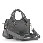 Balenciaga Chevre Silver Metallic Edge Hardware Mini City Bleu Acier