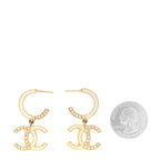 Chanel Enamel Crystal CC Drop Earrings Black Gold