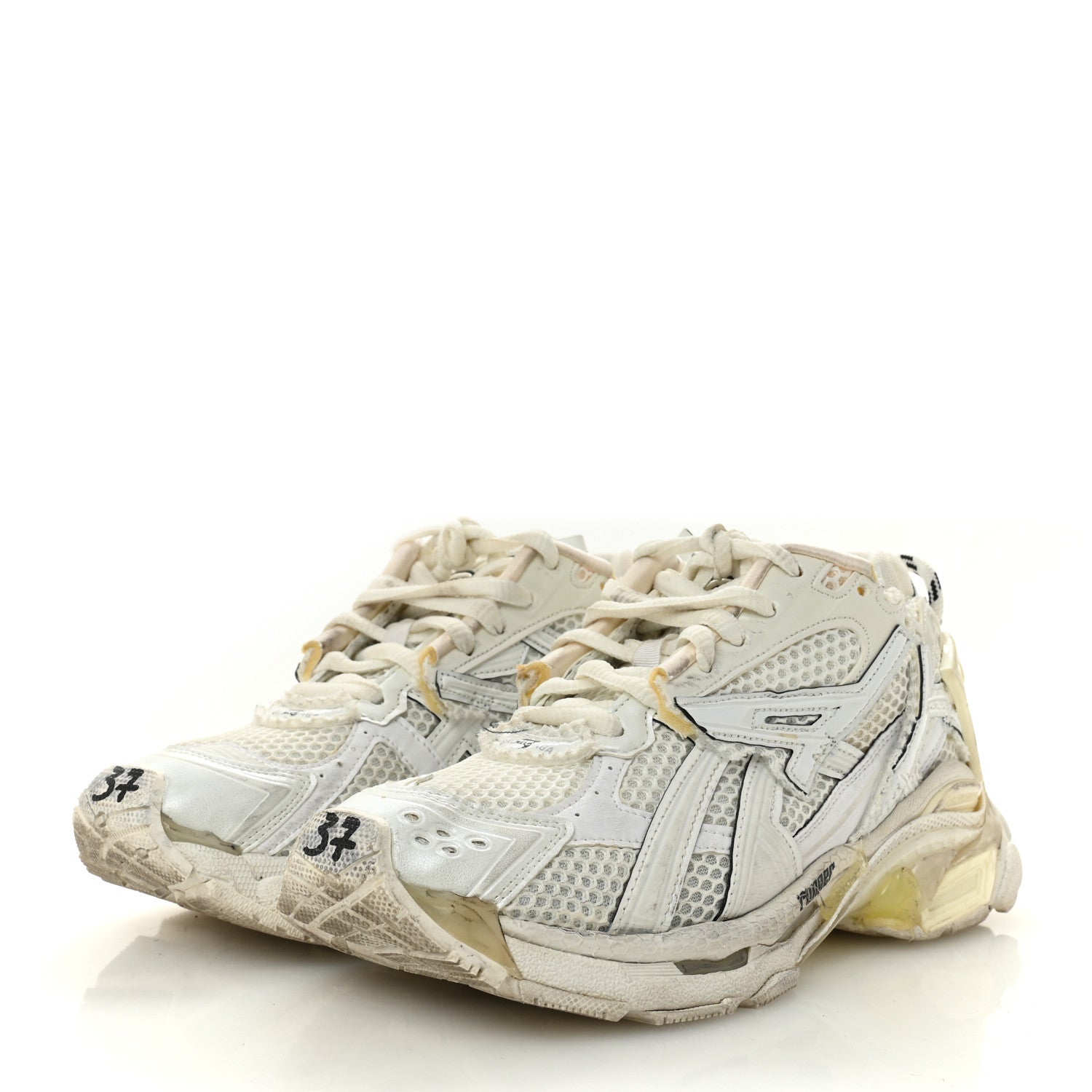 Balenciaga Mesh Rubber Monocolor Womens Runner Sneakers 37 White