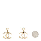 Chanel Crystal CC Circle Drop Earrings Gold