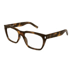 Saint Laurent Eyeglasses Rectangle Full Rim, Havana Frame and Clear Demo Lenses Lens SL598OPT003