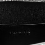 Balenciaga Metallic Calfskin Crocodile Embossed Hourglass Top Handle Bag Mini Silver