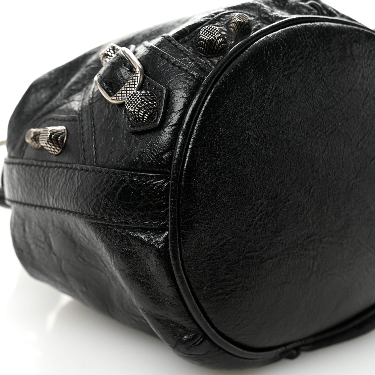 Balenciaga Agneau Arena Le Cagole Bucket Bag XS Black