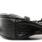 Balenciaga Extra Supple Calfskin Crystal Crocodile Embossed Le Cagole Shoulder Bag XS Black