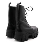 Balenciaga Calfskin Womens Bulldozer Lace Up Boots 37 Black