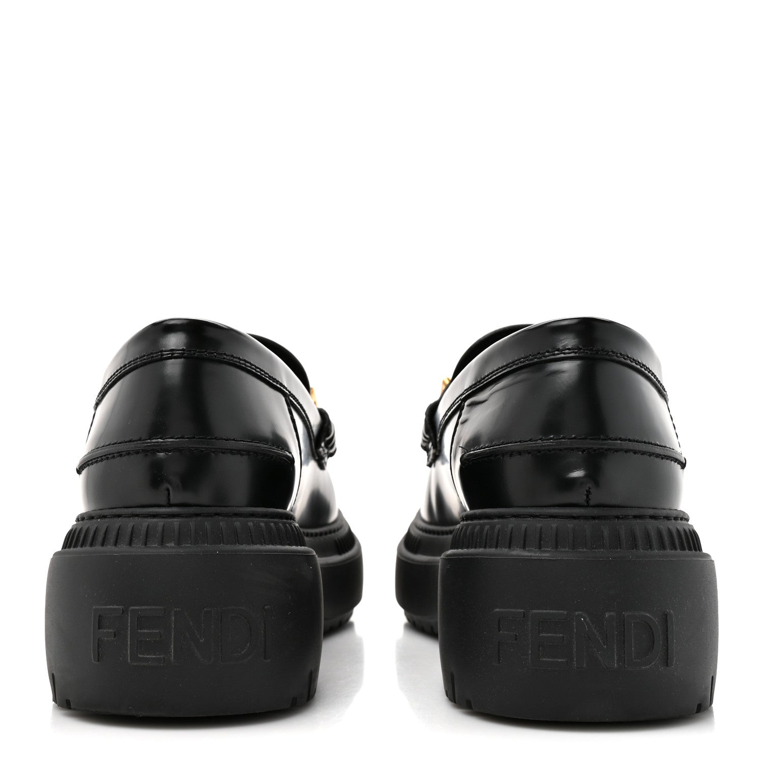 Fendi Vitello Abrasivato Fendigraphy 50mm Loafers 40.5 Black