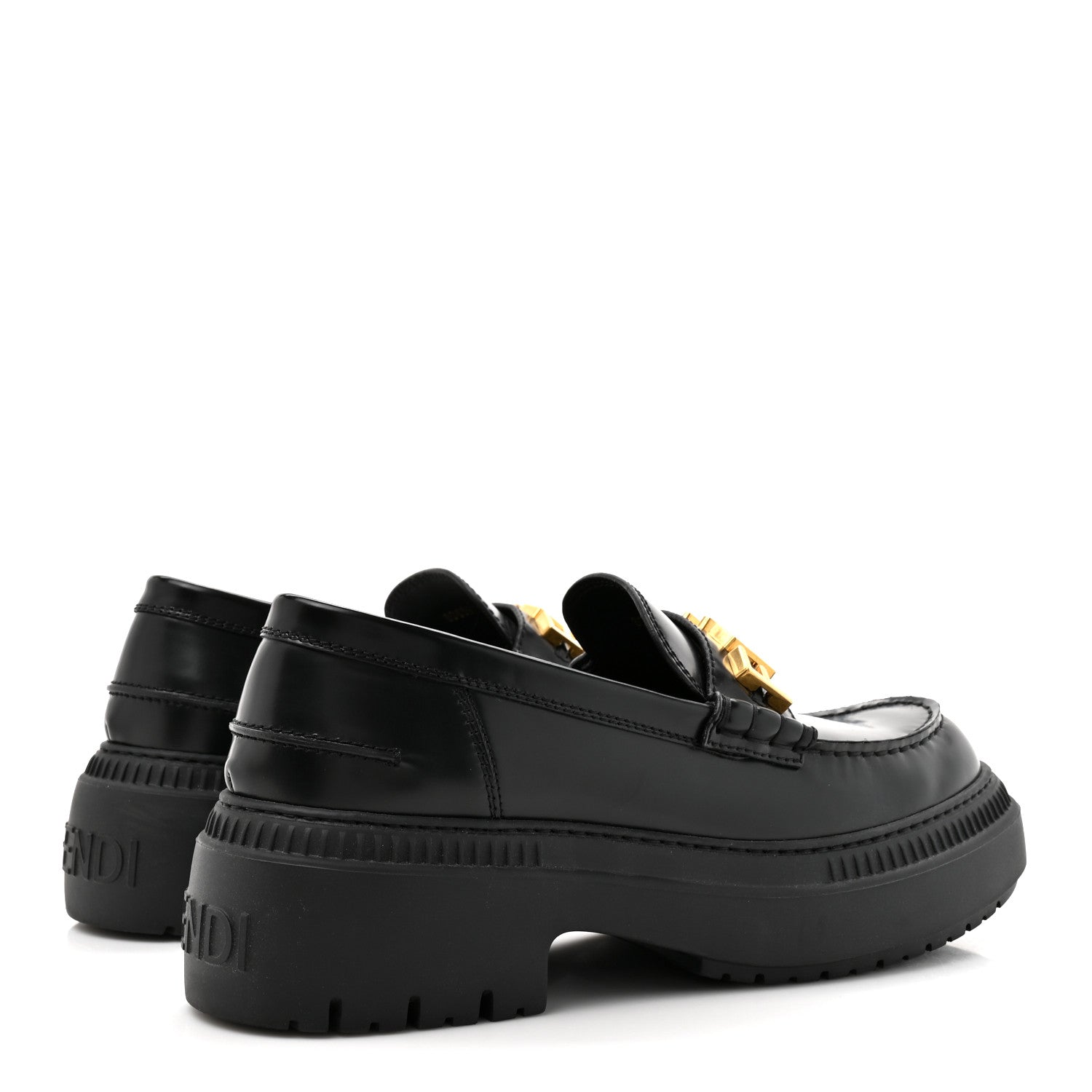 Fendi Vitello Abrasivato Fendigraphy 50mm Loafers 40.5 Black