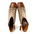 Gucci Monogram Cordovan Lux GG Ankle Boots 35 Beige Cuir