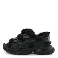 Balenciaga Faux Fur Rubber Mesh Womens Track Sandals 40 Black