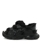 Balenciaga Faux Fur Rubber Mesh Womens Track Sandals 40 Black