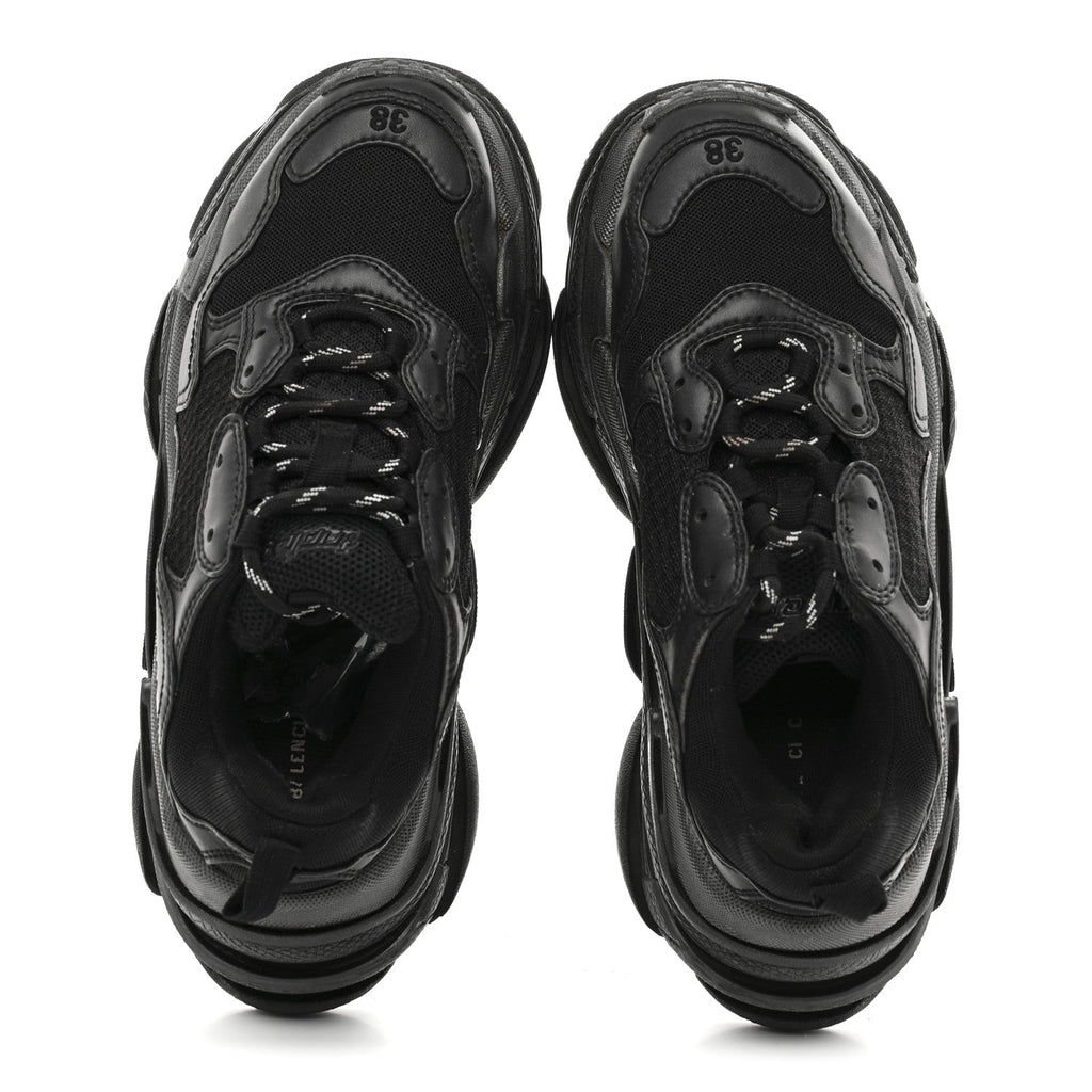 Balenciaga Fabric Mesh Womens Triple S Sneakers 38 Black