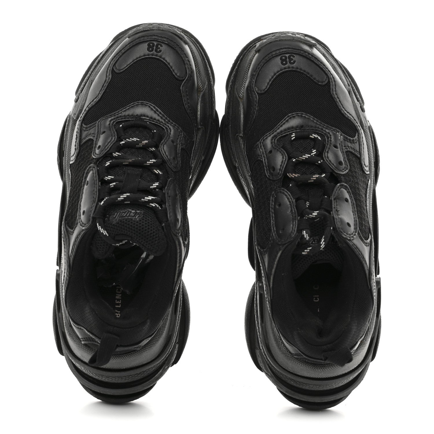 Balenciaga Fabric Mesh Womens Triple S Sneakers 38 Black