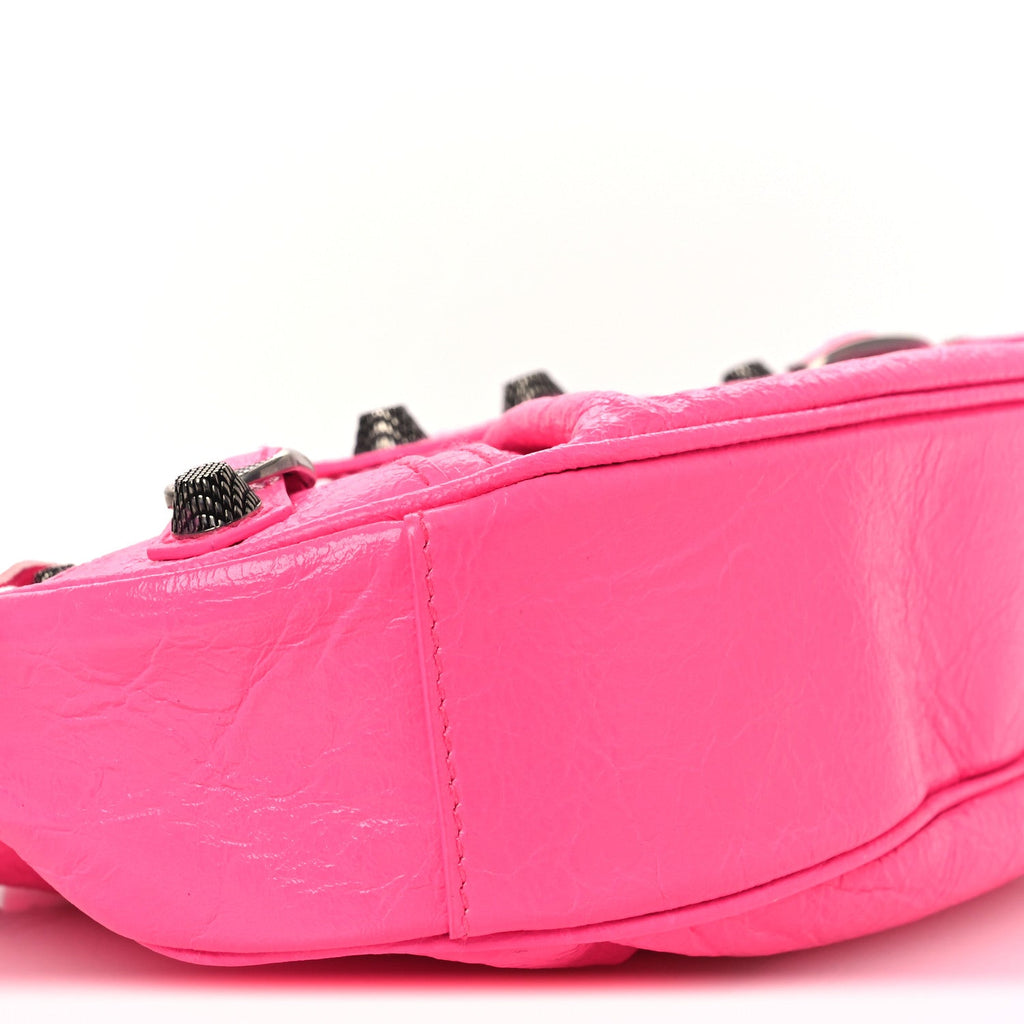 Balenciaga Agneau Arena Le Cagole Shoulder Bag XS Hot Pink