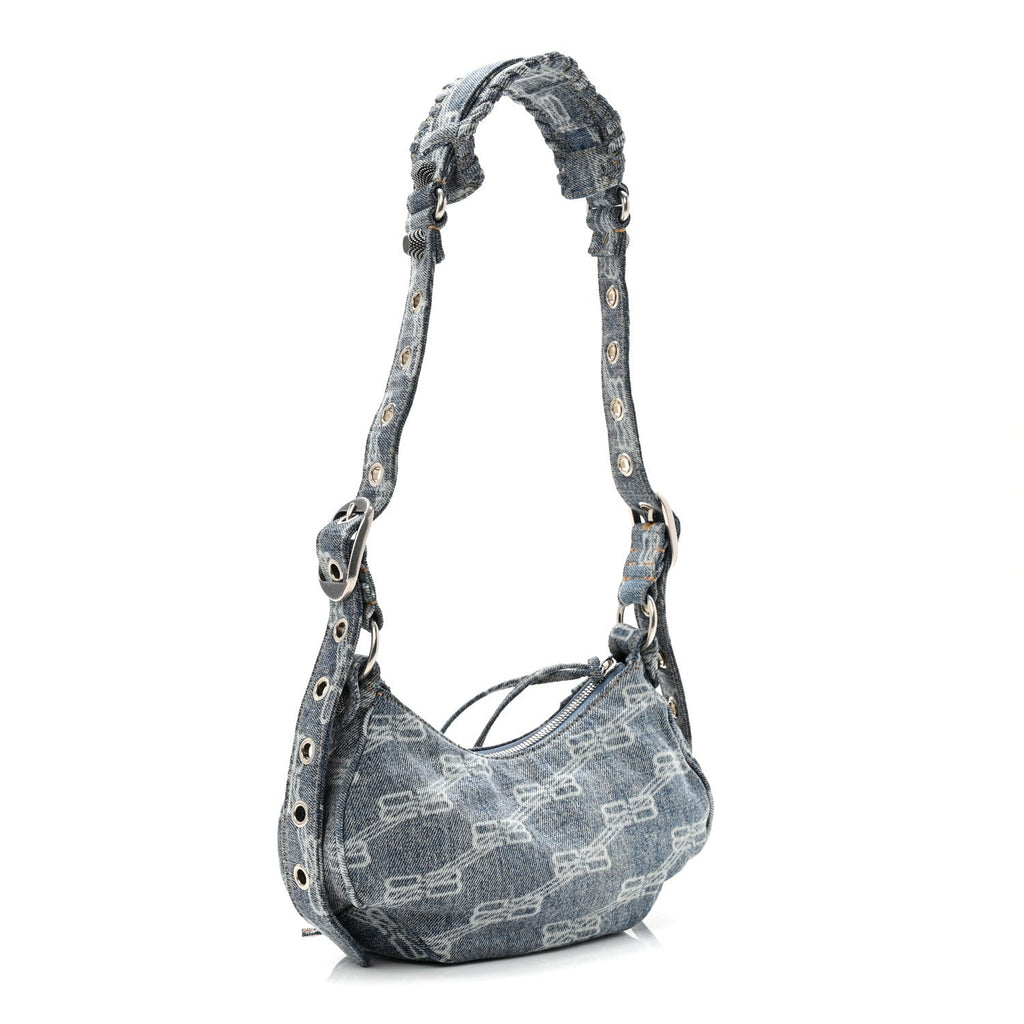 Balenciaga Denim BB Monogram Le Cagole Shoulder Bag XS Blue