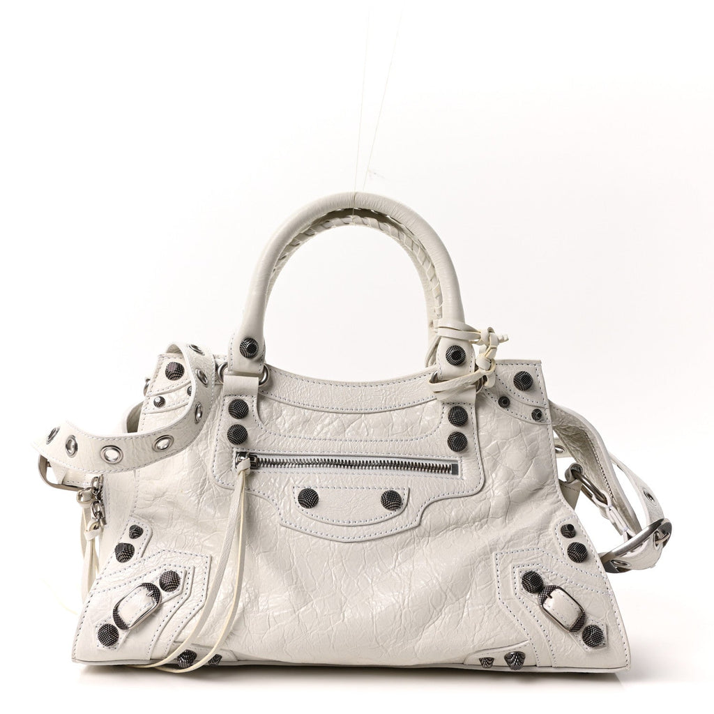 Balenciaga Agneau Arena Small Neo Cagole City Handbag Optic White